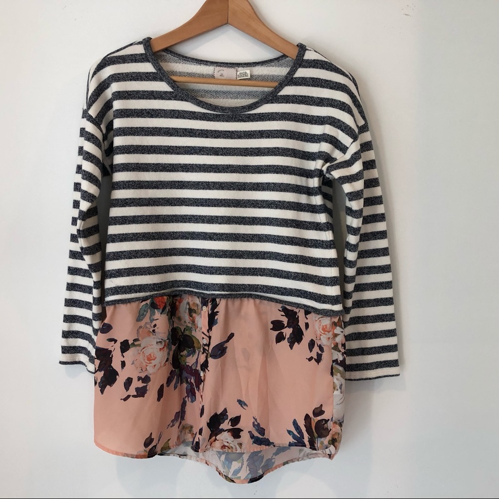 Anthro Postmark Striped Top w/ Fabric Detail
